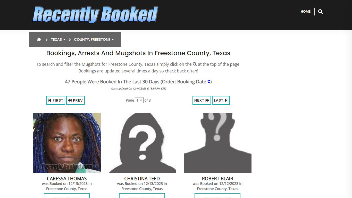 Recent bookings, Arrests, Mugshots in Freestone County, Texas